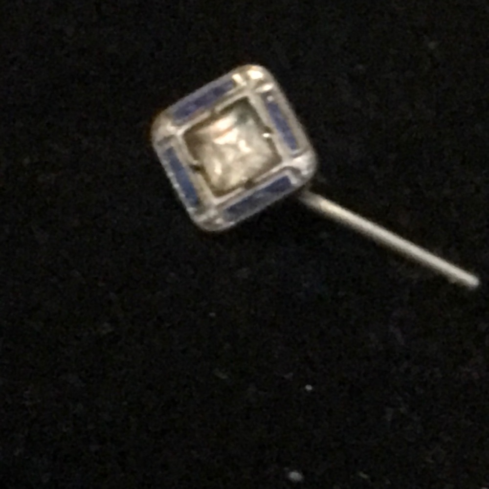 Vintage  silver w/diamond hat or scarf pin